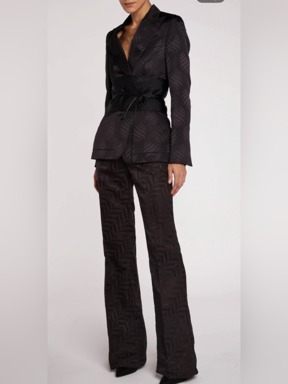 Vintage Gucci 2002 Black Jacquard Silk Pants